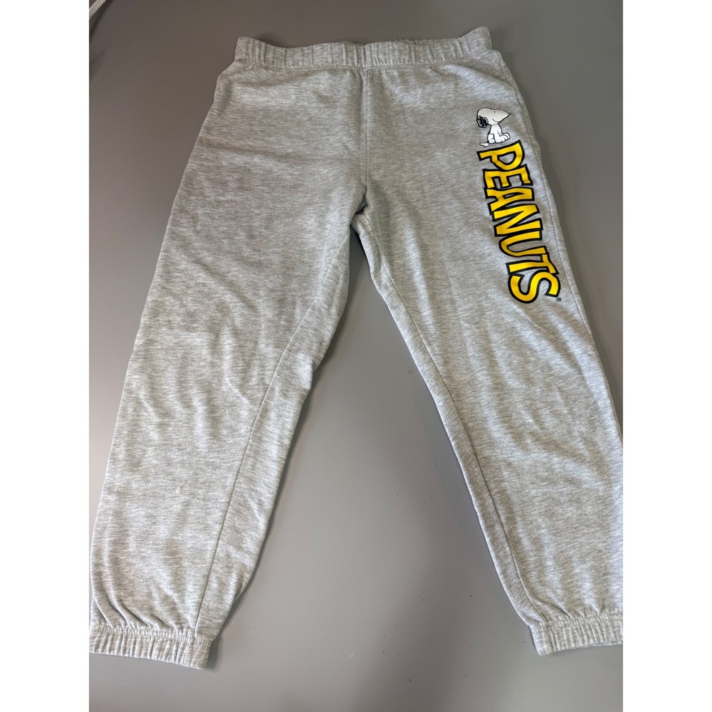 Peanuts Snoopy Graphic Sweatpants Heather Gray Joggers XL Cotton Blend